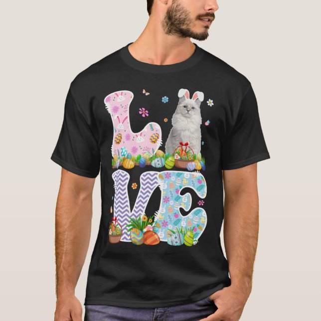 Camiseta Love Bunny Ragdoll Cat & Easter Egg Basket Easter  (Anverso)