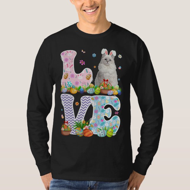 Camiseta Love Bunny Ragdoll Cat & Easter Egg Basket Easter  (Anverso)