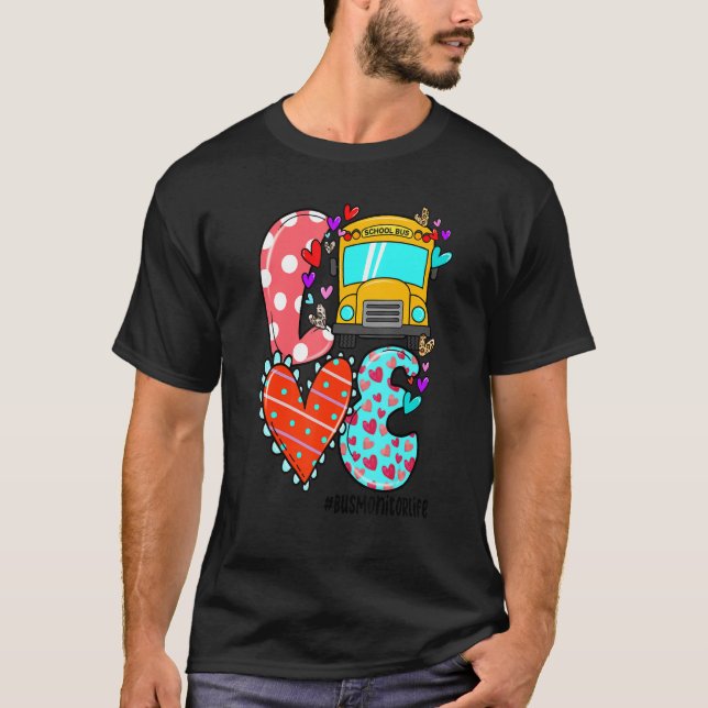 Camiseta LOVE Bus Monitor Life Leopard Heart Valentine's Da (Anverso)