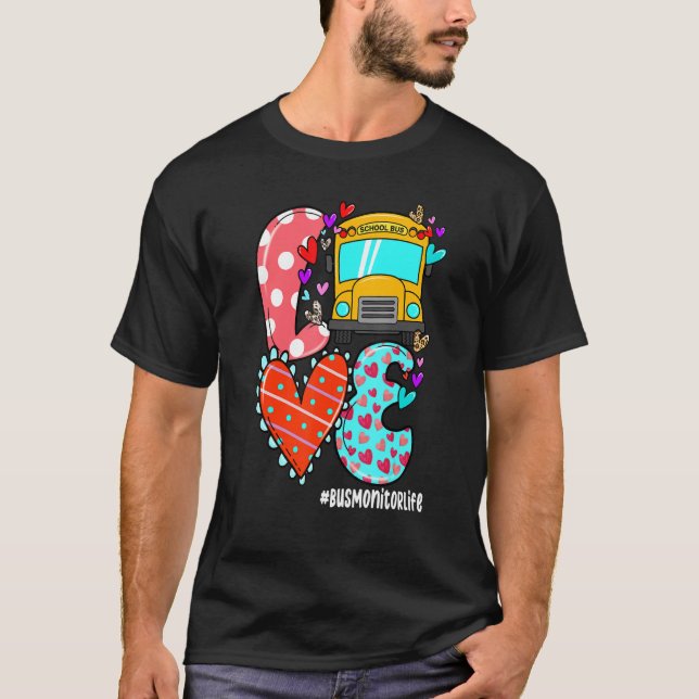 Camiseta LOVE Bus Monitor Life Leopard Heart Valentine's Da (Anverso)