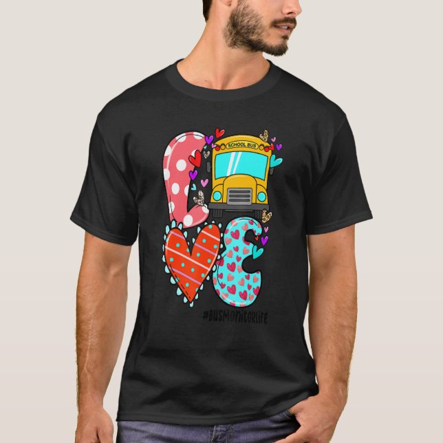 Camiseta LOVE Bus Monitor Life Leopard Heart Valentine's Da (Anverso)