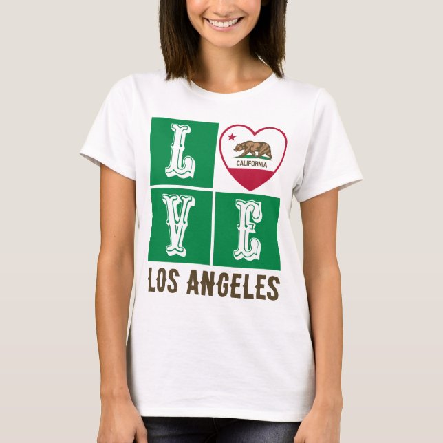 Camiseta Love California State Flag Heart Los Angeles (Anverso)
