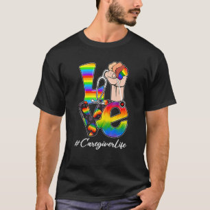 Camiseta Love Caregiver Life Lgbt Orgullo Gay Bandera Arcoi