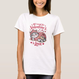Camiseta Love Cat Cozy Valentines Day