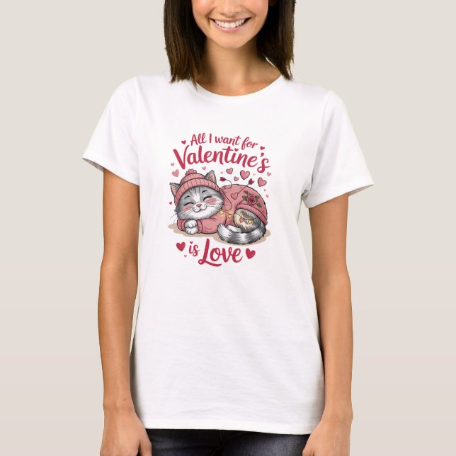 Camiseta Love Cat Cozy Valentines Day (Anverso)