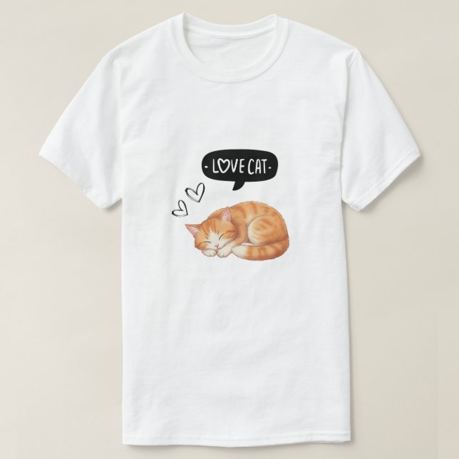 Camiseta Love Cat Cute Sleeping Kitten Illustration (Diseño del anverso)