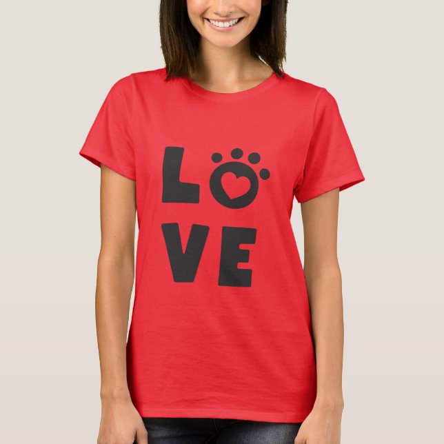 Camiseta Love Cat Paw Heart Cute Kitty Design for Cat Moms  (Anverso)
