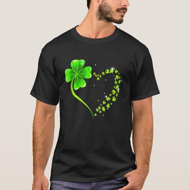 Camiseta Love clover shamrock heart lucky charm irish St pa (Anverso)