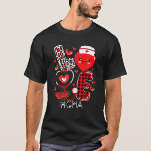 Camiseta LOVE CNA Life Leopard Red Plaid Enfermería Valenti