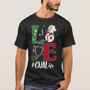 Camiseta Love CNA Life Stethoscope Snowman Navidades Vaccin