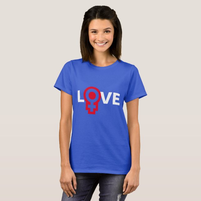 Camiseta LOVE Código de género femenino personalizable oscu (Anverso completo)