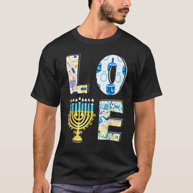 Camiseta Love Cute Hanukkah Chanukah Menorah Pajama Matchin (Anverso)