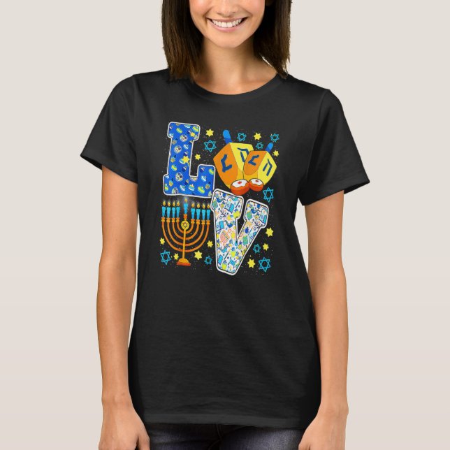 Camiseta LOVE Cute Hanukkah Decoraciones Chanukah Dreidel M (Anverso)