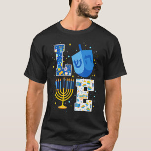 Camiseta LOVE Cute Hanukkah Decoraciones Dreidel Menorah Ch