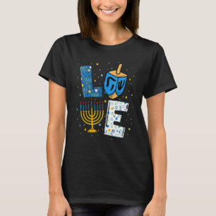 Camiseta LOVE Cute Hanukkah Decoraciones Dreidel Menorah Ch