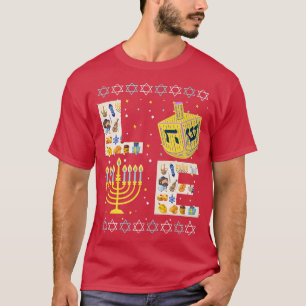 Camiseta LOVE Cute Hanukkah Decoraciones Dreidel Menorah Ch