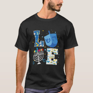 Camiseta LOVE Cute Hanukkah Decoraciones Dreidel Menorah Ch