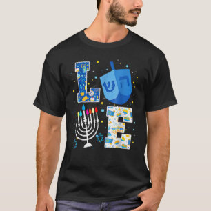 Camiseta LOVE Cute Hanukkah Decoraciones Dreidel Menorah Ch