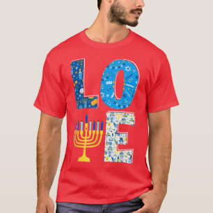 Camiseta Love Cute Hanukkah Decoration Menorah Matching Fam