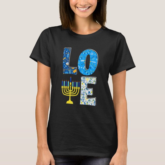 Camiseta Love Cute Hanukkah Decoration Menorah Pajama Match (Anverso)