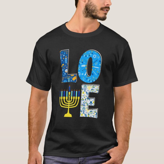 Camiseta Love Cute Hanukkah Decoration Menorah Pajama Match (Anverso)