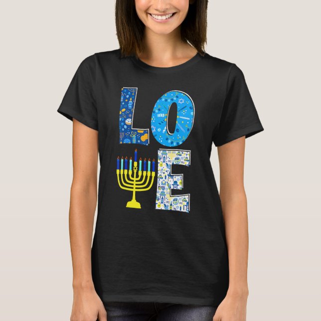 Camiseta Love Cute Hanukkah Decoration Menorah Pajama Match (Anverso)