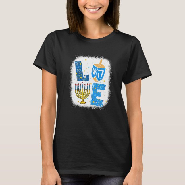 Camiseta LOVE Cute Hanukkah Decorations Dreidel Menorah Cha (Anverso)