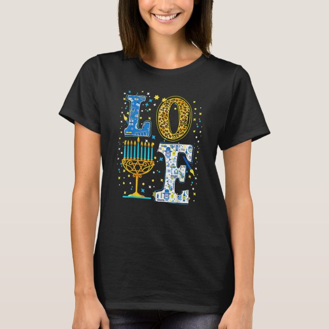 Camiseta Love Cute Hanukkah Leopard Menorah Pajama Matching (Anverso)