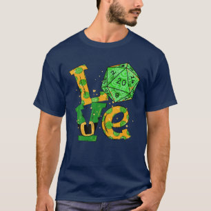 Camiseta Love D20 Dice Graciosos Gamers St Patrick's Day