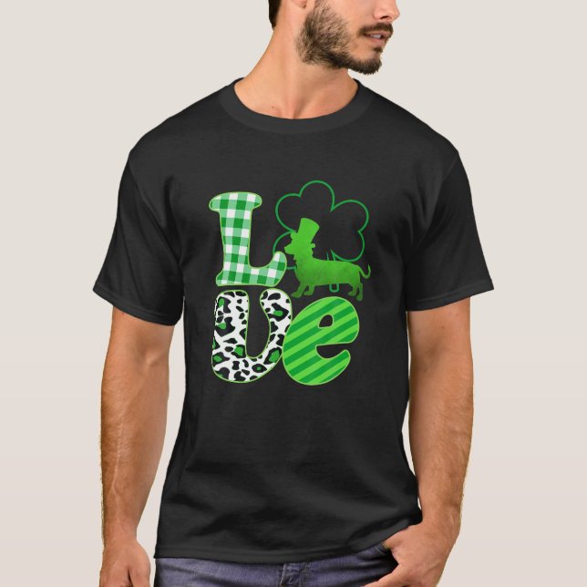 Camiseta Love Dachshund Weiner Perro St Patrick's Day (Anverso)