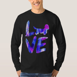 Camiseta Love Dandie Dinmont Terrier Watercolor Azul Dog Mo