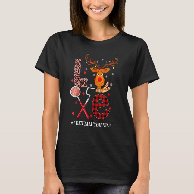 Camiseta Love Dental Christmas Reindeer Dentist Dental Squa (Anverso)