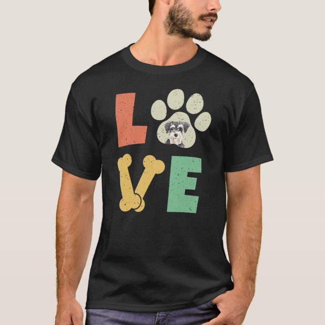 Camiseta Love Dog Miniature Schnauzer Dog Lover Dog Breed  (Anverso)