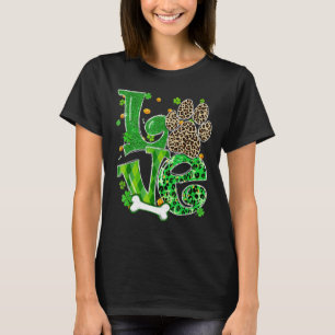 Camiseta Love Dog Paw Leopard Clovers St Patrick S Day Luck