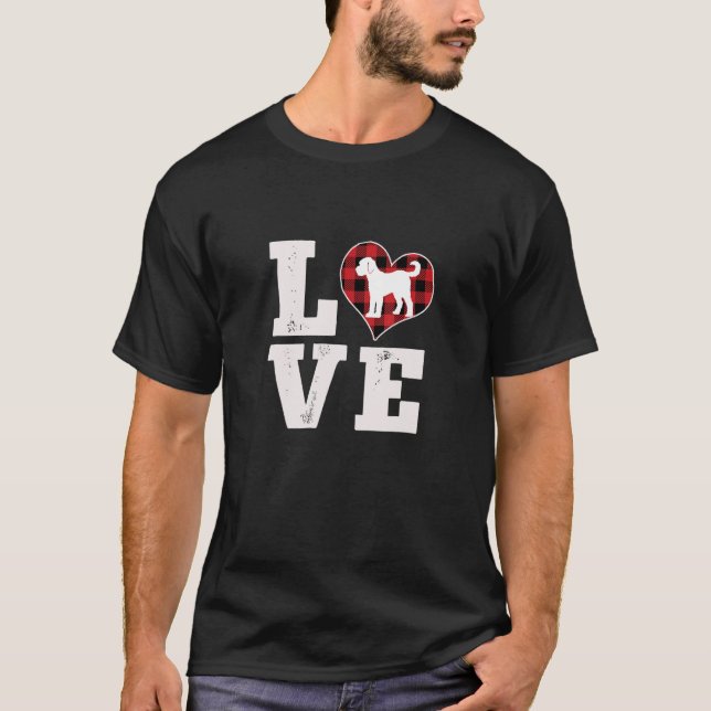 Camiseta Love Doodle Dog Lover Regalos Búfalo Plaid Dog Val (Anverso)