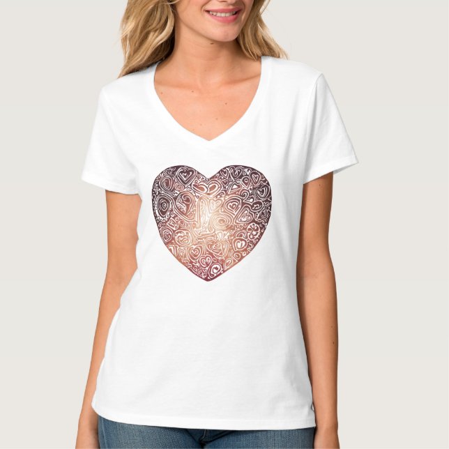 Camiseta Love Doodle Heart Abstract Art (Anverso)