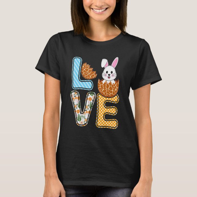 Camiseta Love Easter Bunny Egg Giraffe Print Cute Bunny Kid (Anverso)