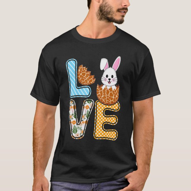 Camiseta Love Easter Bunny Egg Giraffe Print Cute Bunny Kid (Anverso)
