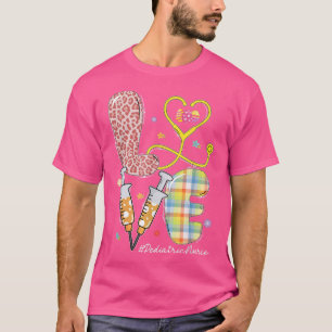 Camiseta LOVE Enfermera pediátrica Stethoscope Leopardo Eas