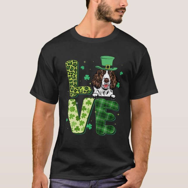 Camiseta Love English Springer Spaniel Shamrock St Patrick' (Anverso)