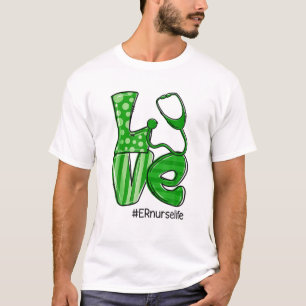 Camiseta Love ER Nurse Life Irish Shamrock St Patrick's Day