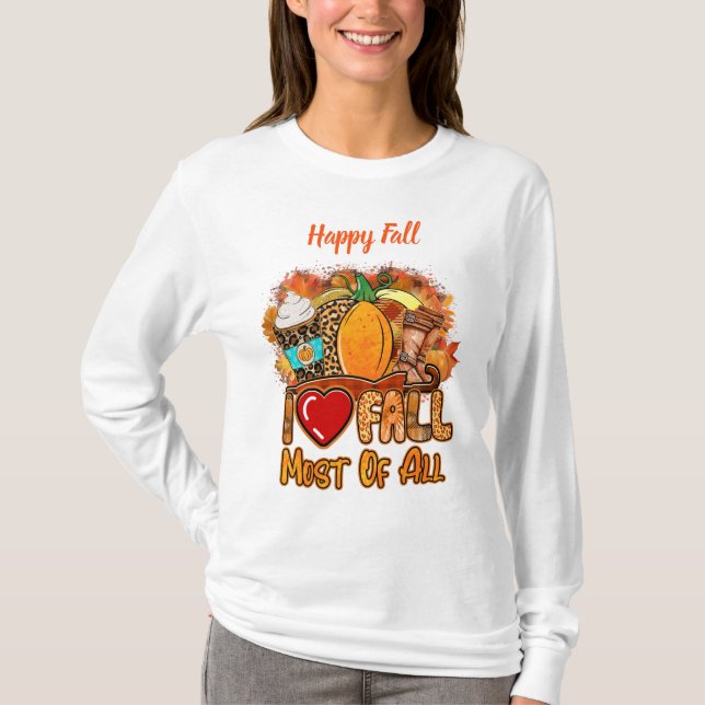 Camiseta Love Fall Autumn Personalizar Textos (Anverso)