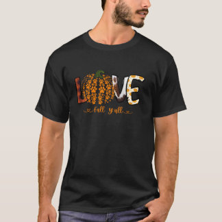 Camiseta Love Fall Y all Pumpkin Dog Paw Print Autumn Falli