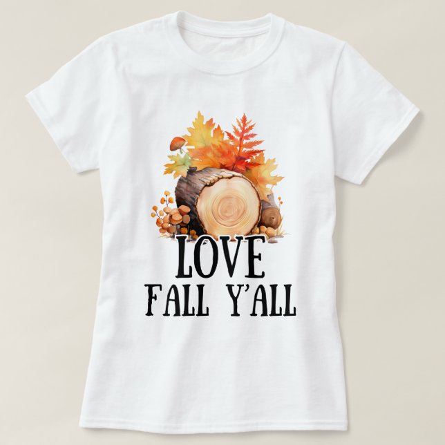Camiseta Love Fall Y | Hojas otoñales | Caída Cuta (Diseño del anverso)