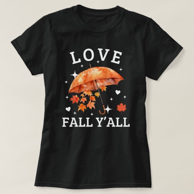 Camiseta Love Fall Y | Hojas otoñales | Caída Cuta (Diseño del anverso)