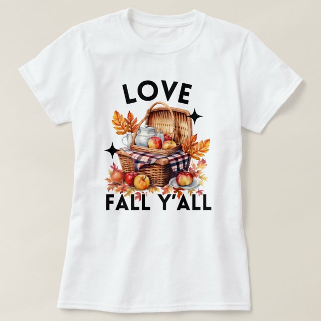 Camiseta Love Fall Y | Hojas otoñales | Caída Cuta (Diseño del anverso)
