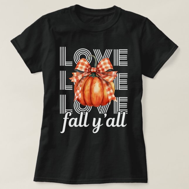 Camiseta Love Fall Y | Hojas otoñales | Caída Cuta (Diseño del anverso)