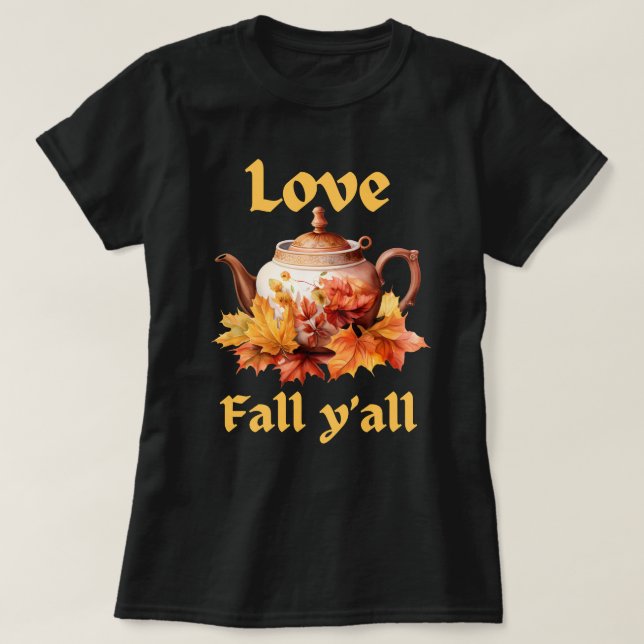 Camiseta Love Fall Y | Hojas otoñales | Caída Cuta (Diseño del anverso)