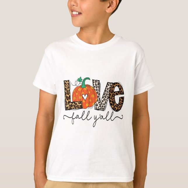 Camiseta Love Fall Y'all Autumason Leopard Print Pumpki (Anverso)