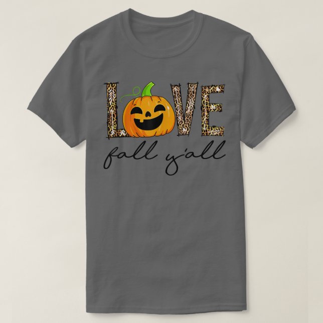 Camiseta Love Fall Y'All Leopard Pumpkin Fall  (Diseño del anverso)